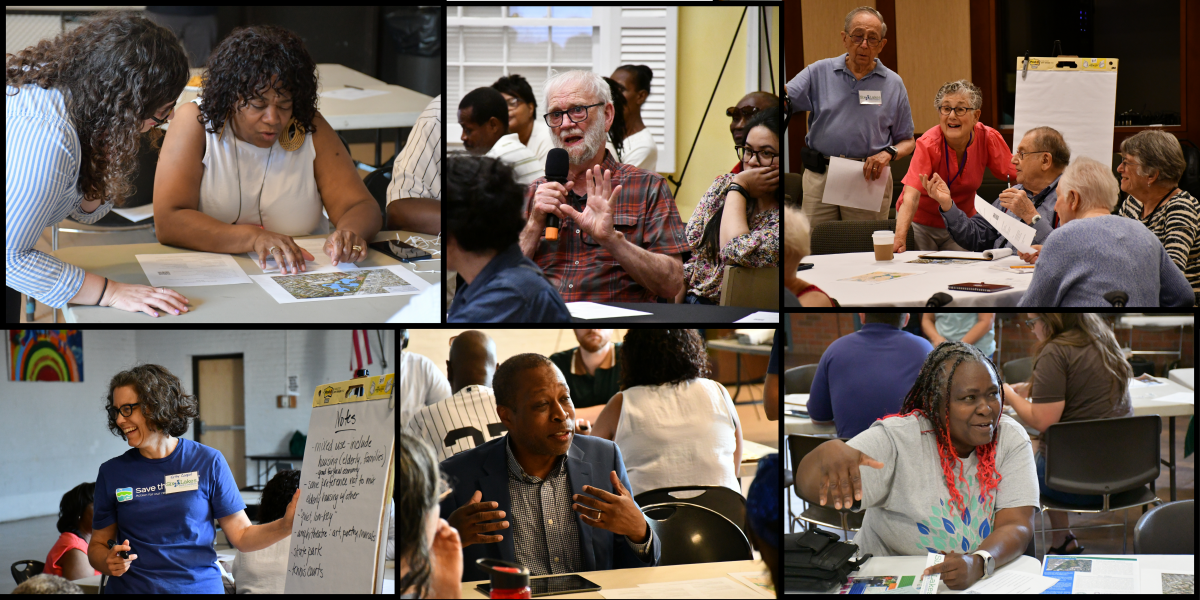 Collage of community members participating in visioning sessions