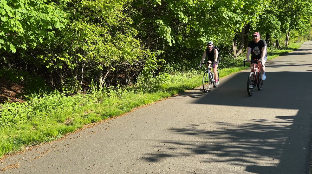 bikers on rail trail